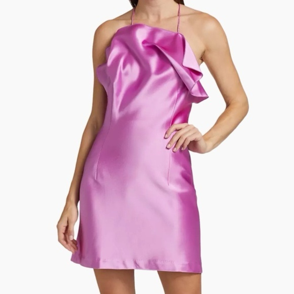 Acler Abdie Satin Gathered Mini Dress Size 8 - Picture 2 of 11